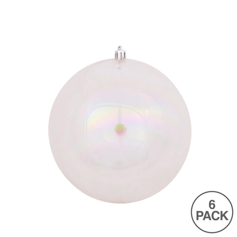 Vickerman 4" Clear Iridescent Ball Ornament 6 per Bag