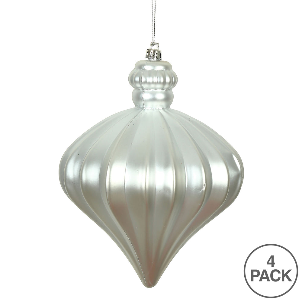 Vickerman 6" Silver Matte Onion Drop Christmas Ornament 4 per pack