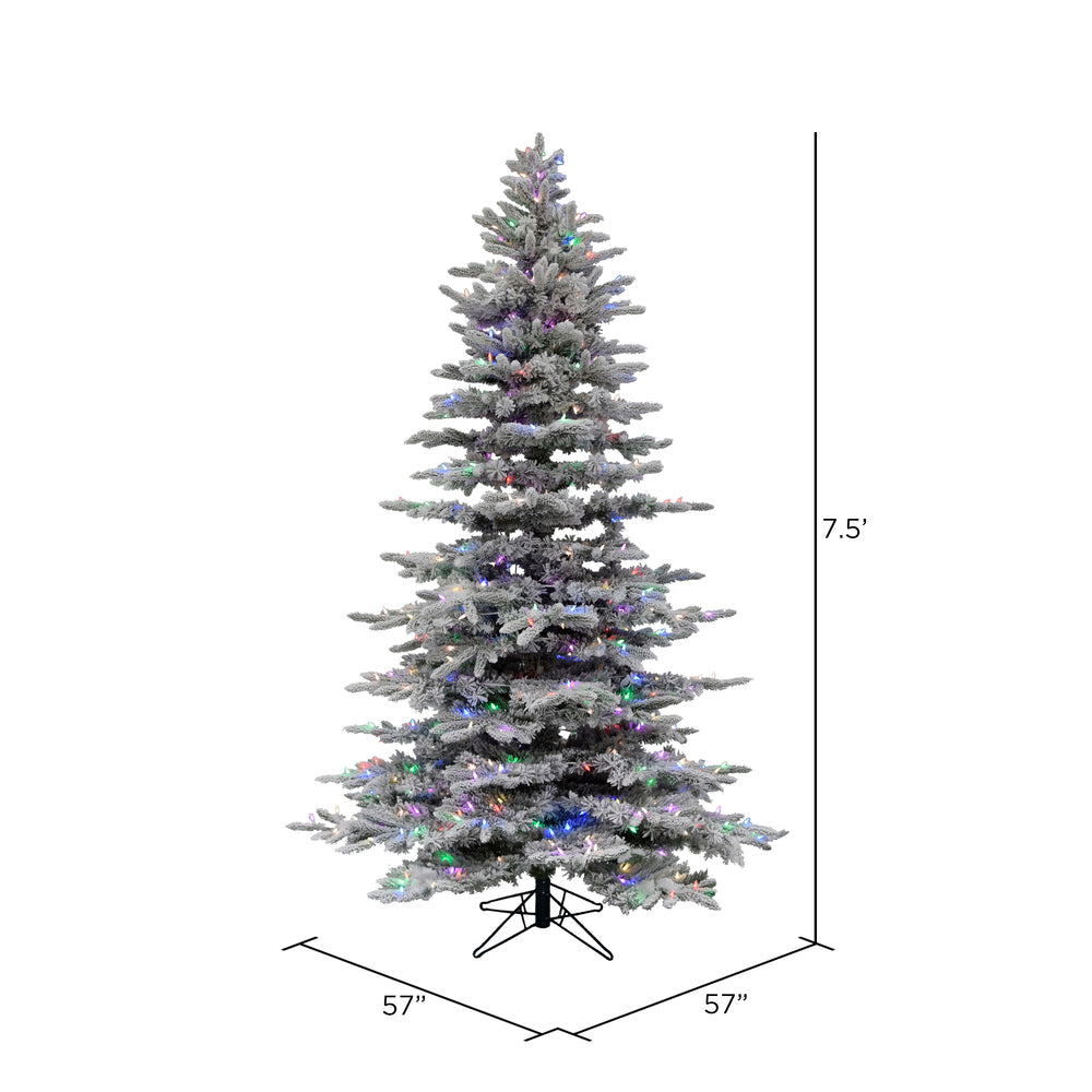 Vickerman 7.5' x 57" Flocked Arctic Fir Artificial Christmas Tree RGB Color Changing Low Voltage LED Lights