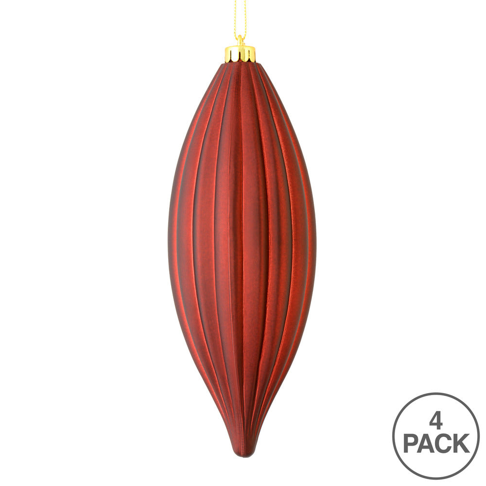 Vickerman 8" Burgundy Matte Line Finial Ornament Pack of 4