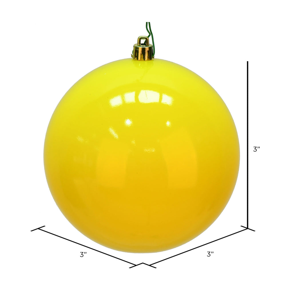 Vickerman 3" Yellow Shiny Ball Ornament 32 per Box