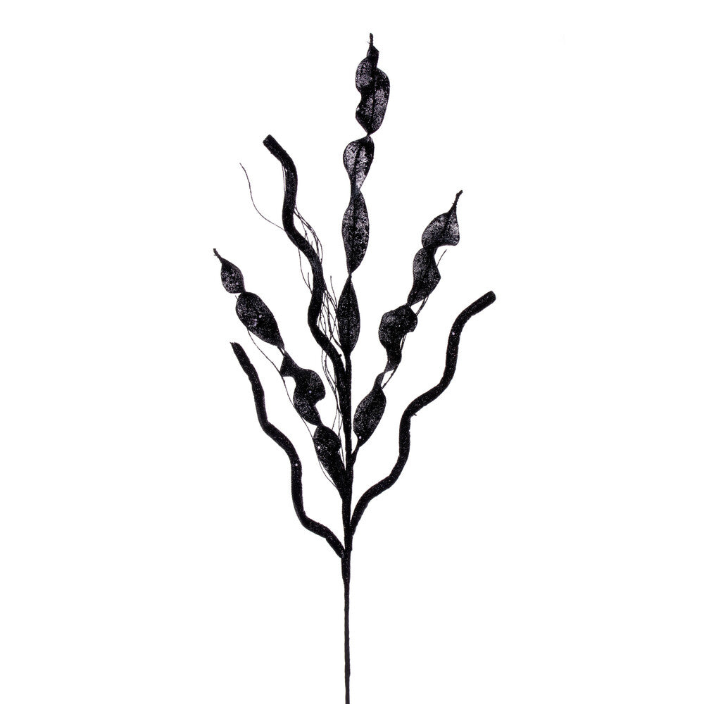 Vickerman 34" Black Multi Spiral Glitter Spray 4 per bag.