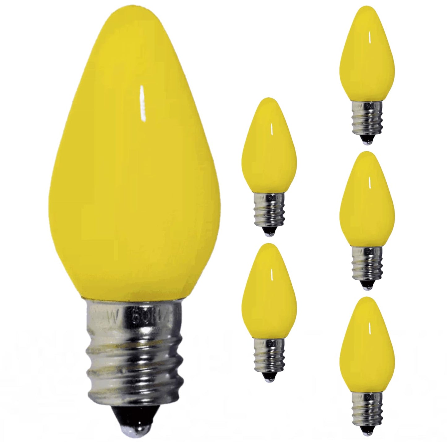 Damar- C7 LED Replacement Christmas Light Bulbs Yellow Color 0.96W E12 Candelabra Base 100-130V Dimmable Pack of 6- Shatterproof String Lights for Patio Holiday Party Decor Xmas Tree