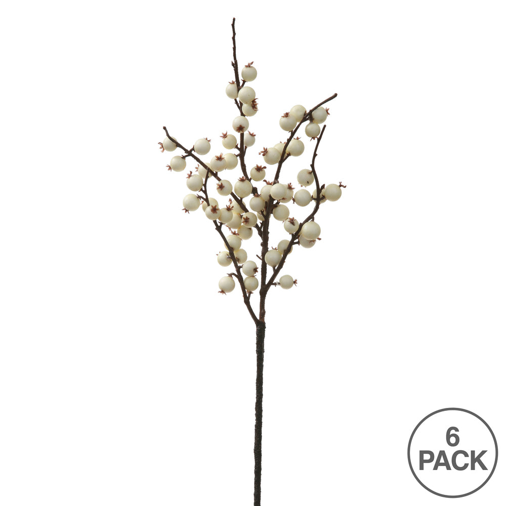 Vickerman 16" White Fall Wild Berry Artificial Christmas Pick 6/Bag Weather Resistant