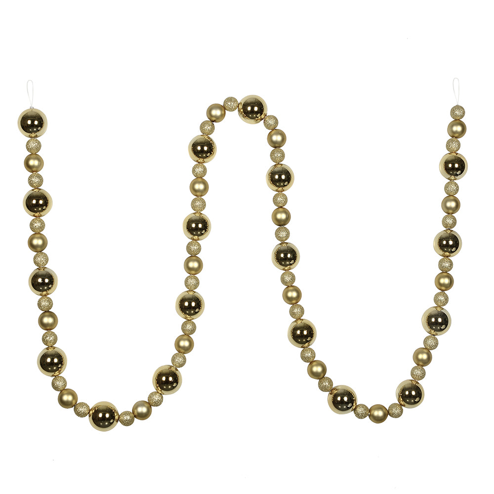 Vickerman 9' Champagne Assorted Christmas Ball Ornament Garland