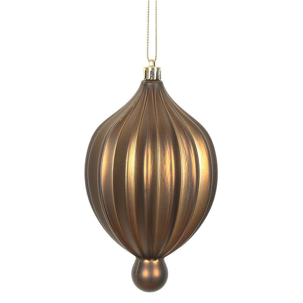 Vickerman 6.3" x 3.5" Mocha Matte Lantern Ornament with drilled and wired caps. Comes 4 per Bag.