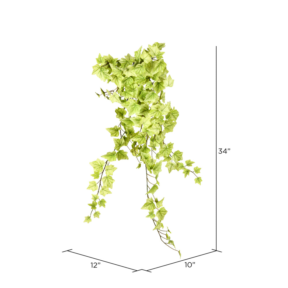 Vickerman 34" Artificial Light Green Ivy Hanging Bush.