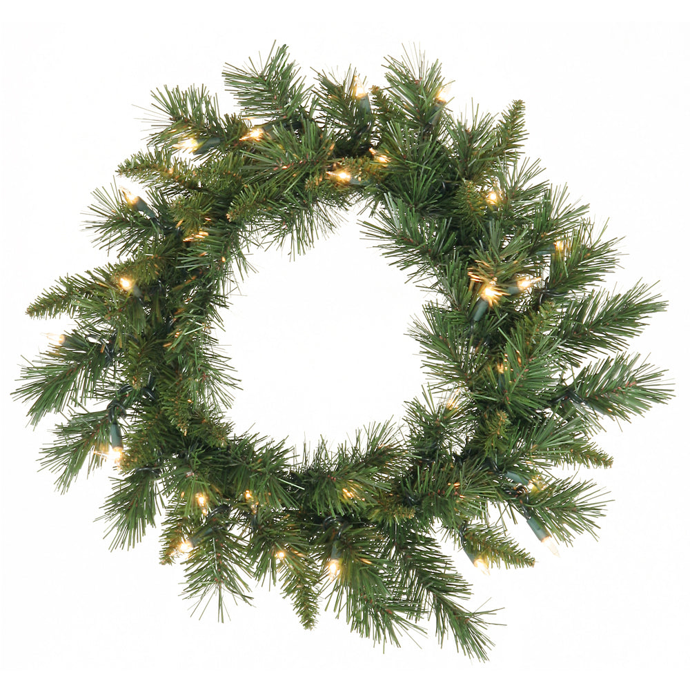 Vickerman 24" Imperial Pine Artificial Christmas Wreath Multi-colored Dura-lit Incandescent Mini Lights