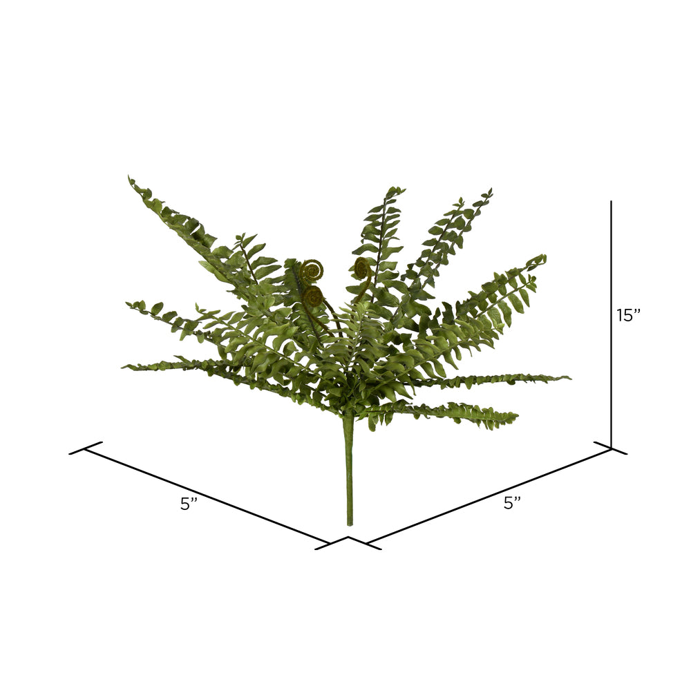 Vickerman 15" Artificial Green Boston Fern Bush.