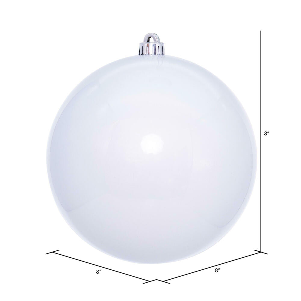 Vickerman 8" White Pearl UV Drilled Ball Ornament 1 per bag.