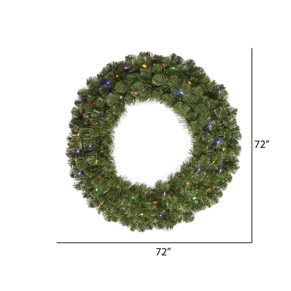 Vickerman 72" Grand Teton Artificial Christmas Wreath Multi-Colored Wide Angle LED Lights