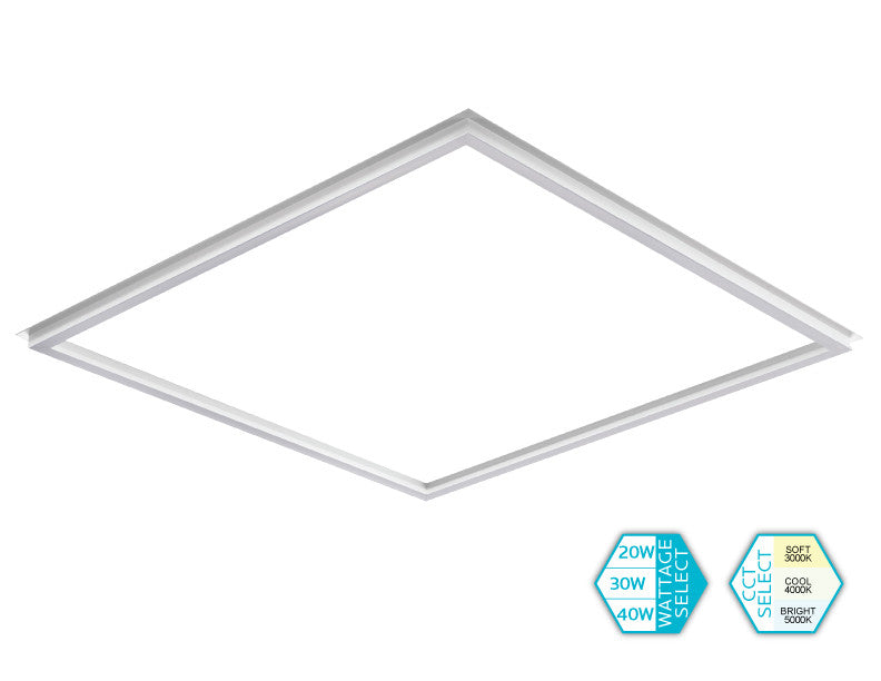 Luxrite LED 2X2 Frame Panel, Wattage Selectable - 20/30/40W, Lumen Selectable - 2500/3750/5000, Color Selectable - 3000K/4000K/5000K, White Finish, 80 CRI, Dimmable (LR24185)