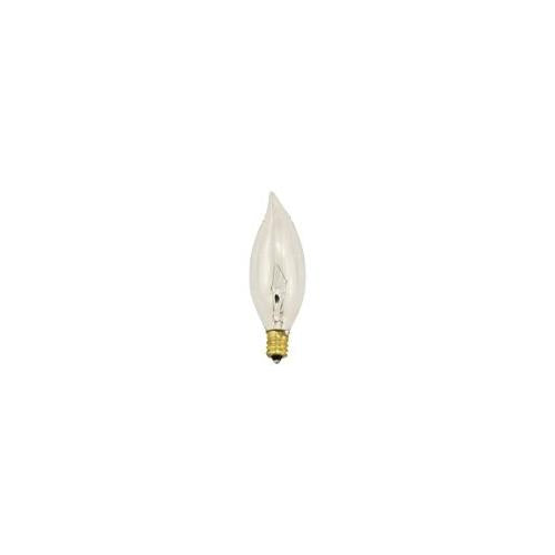 Bulbrite KR25CFC/32 25 Watt Krystal Touch Dimmable Krypton CA10 Flame Tip Chandelier Bulb, Candelabra Base, Clear