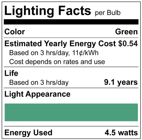 Luxrite LED B11 Colored Filament Torpedo Light Bulb, E12 Candelabra Base, 4.5W, Green Finish (LR21742)