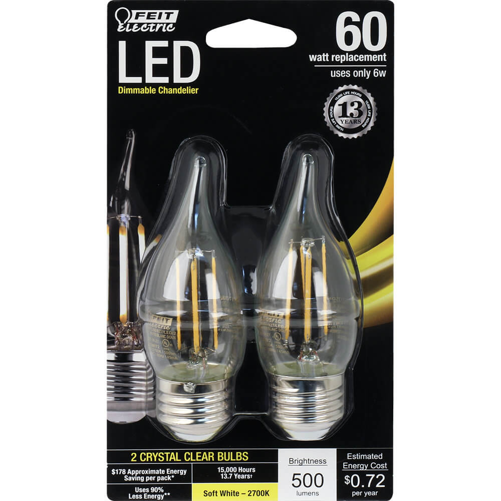 500 Lumen 2700K Dimmable Flame Tip LED