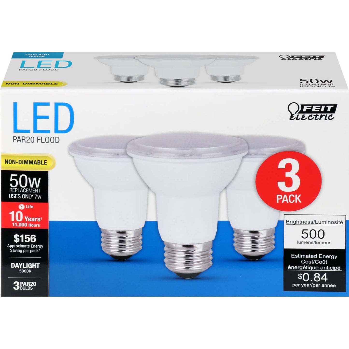 500 Lumen 5000 Non-Dimmable PAR20 LED
