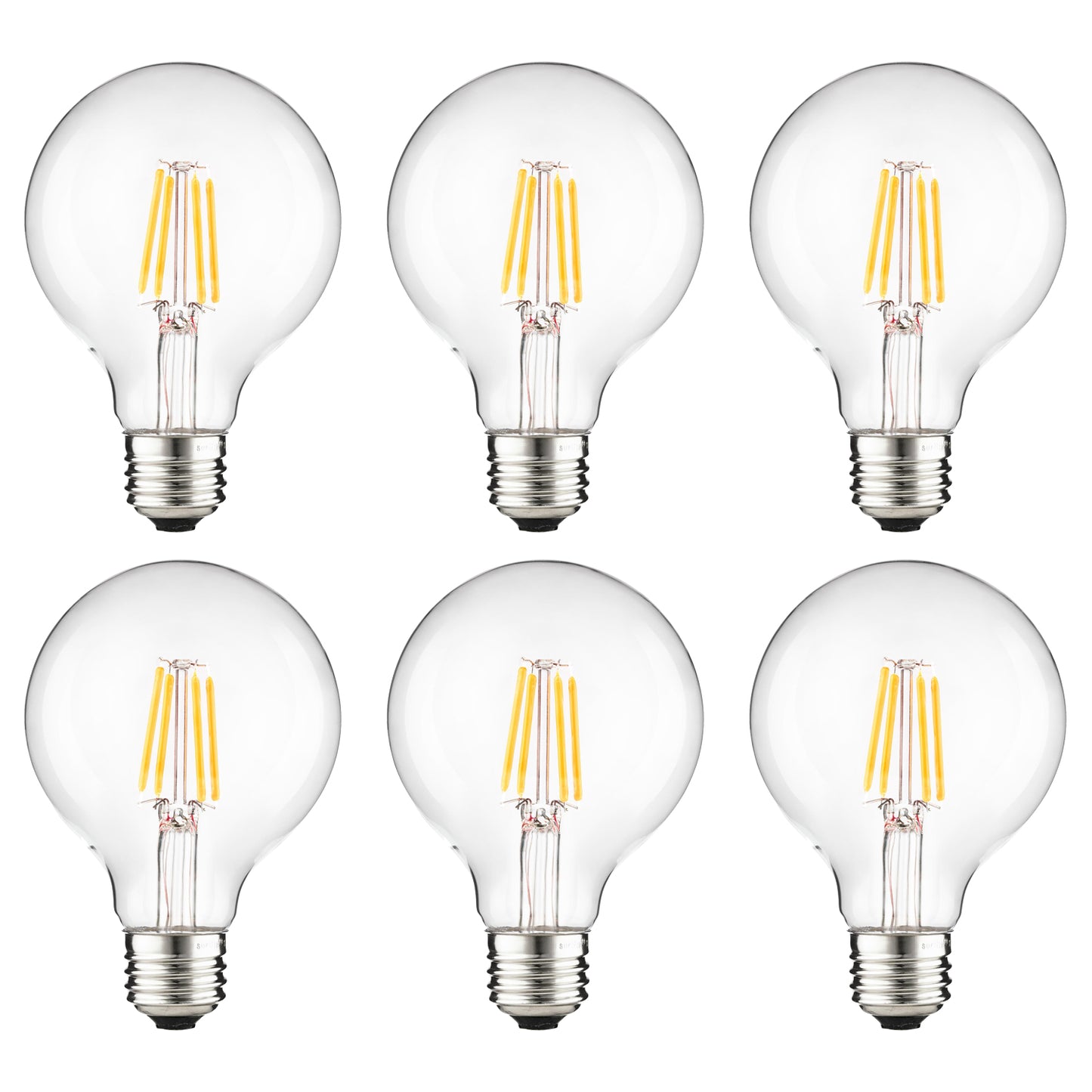 Sunlite 81117 LED Filament G25 Globe 6-Watt (75 Watt Equivalent) Clear Dimmable Light Bulb, 5000K - Super White