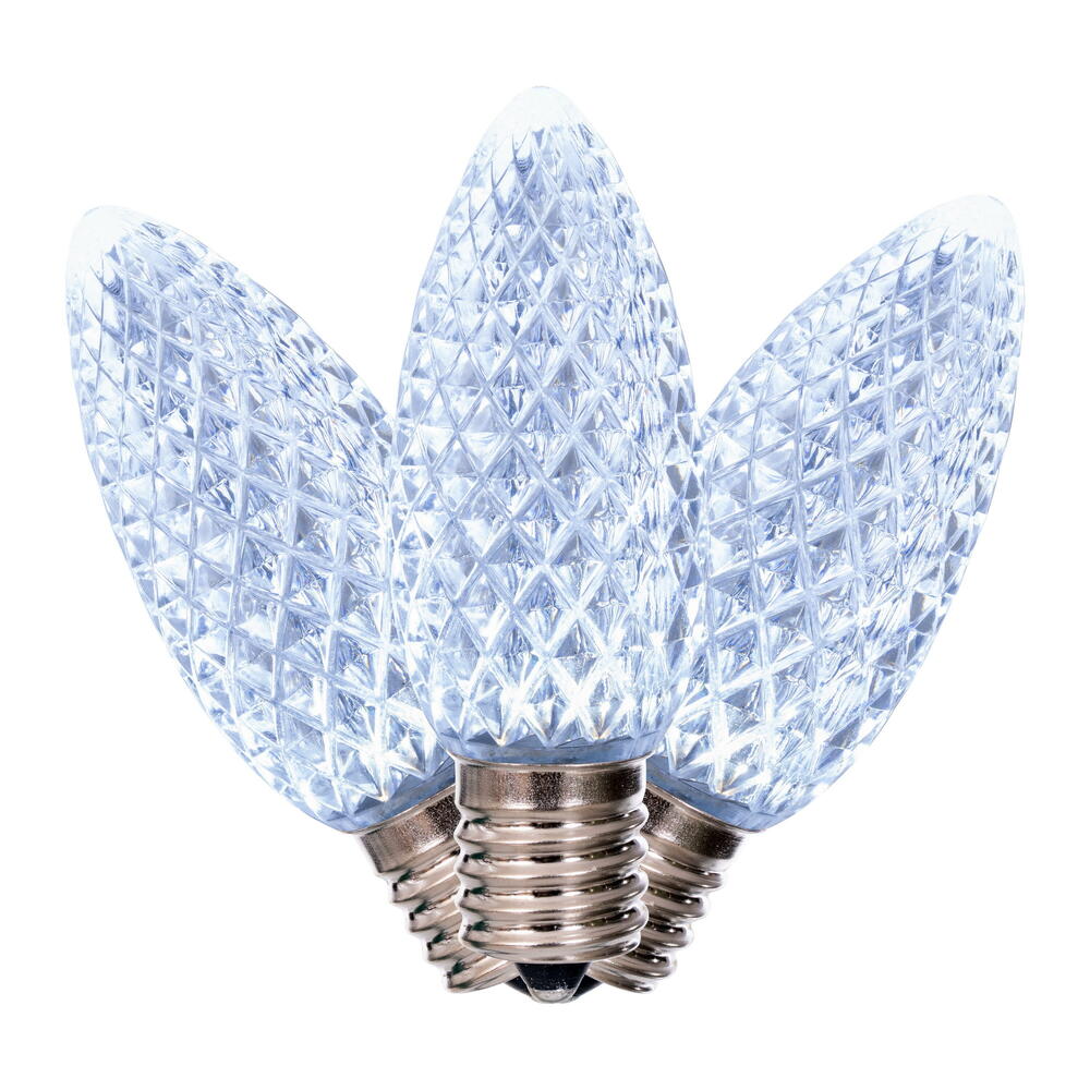 Vickerman C9 LED Cool White Faceted Replacement Bulb, - 50 Pack