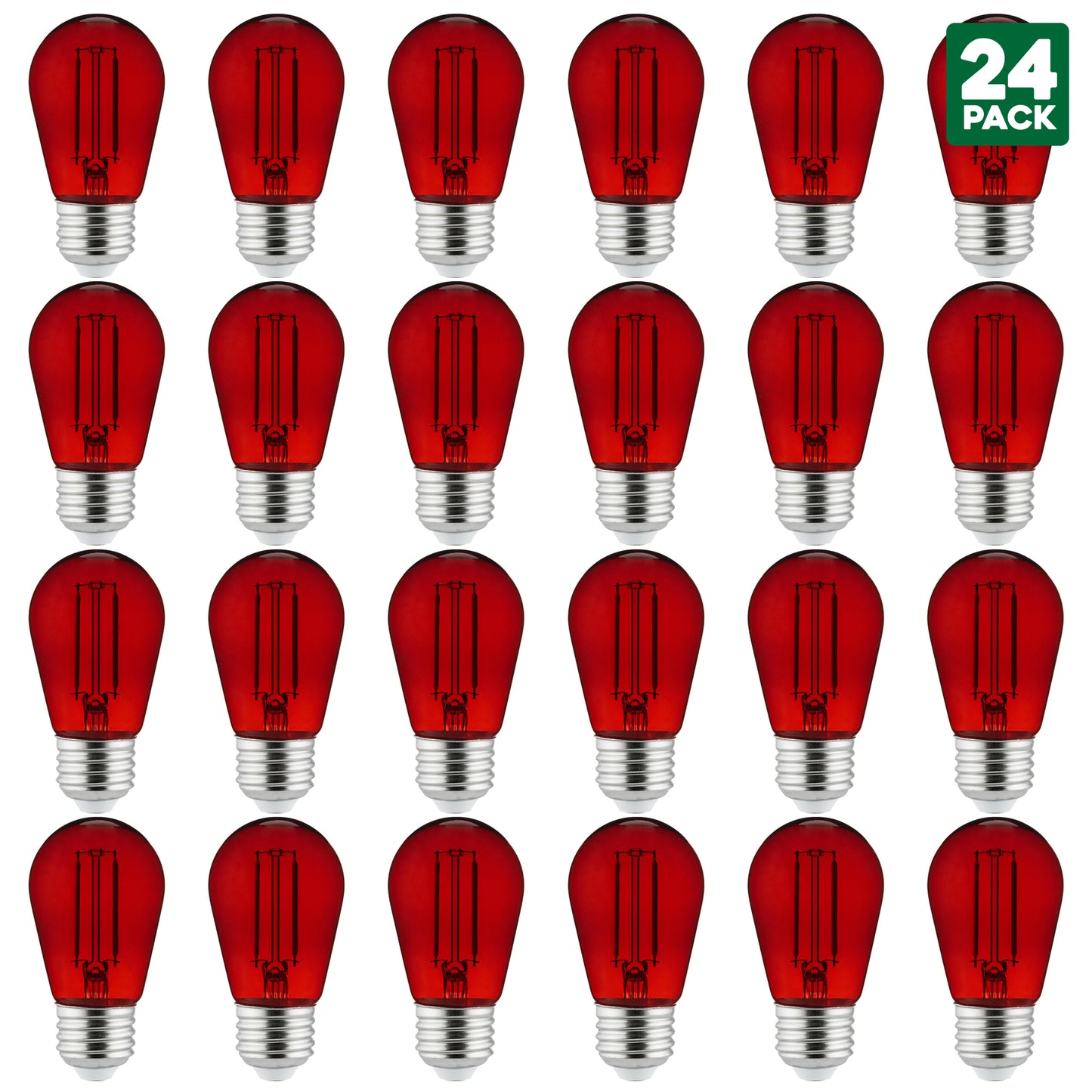 Sunlite LED Transparent Red Colored S14 - 2 Watts (25W Equivalent) Medium Base (E26) Bulb - Parties, Decorative, and Holiday 15,000 Hours Average Life