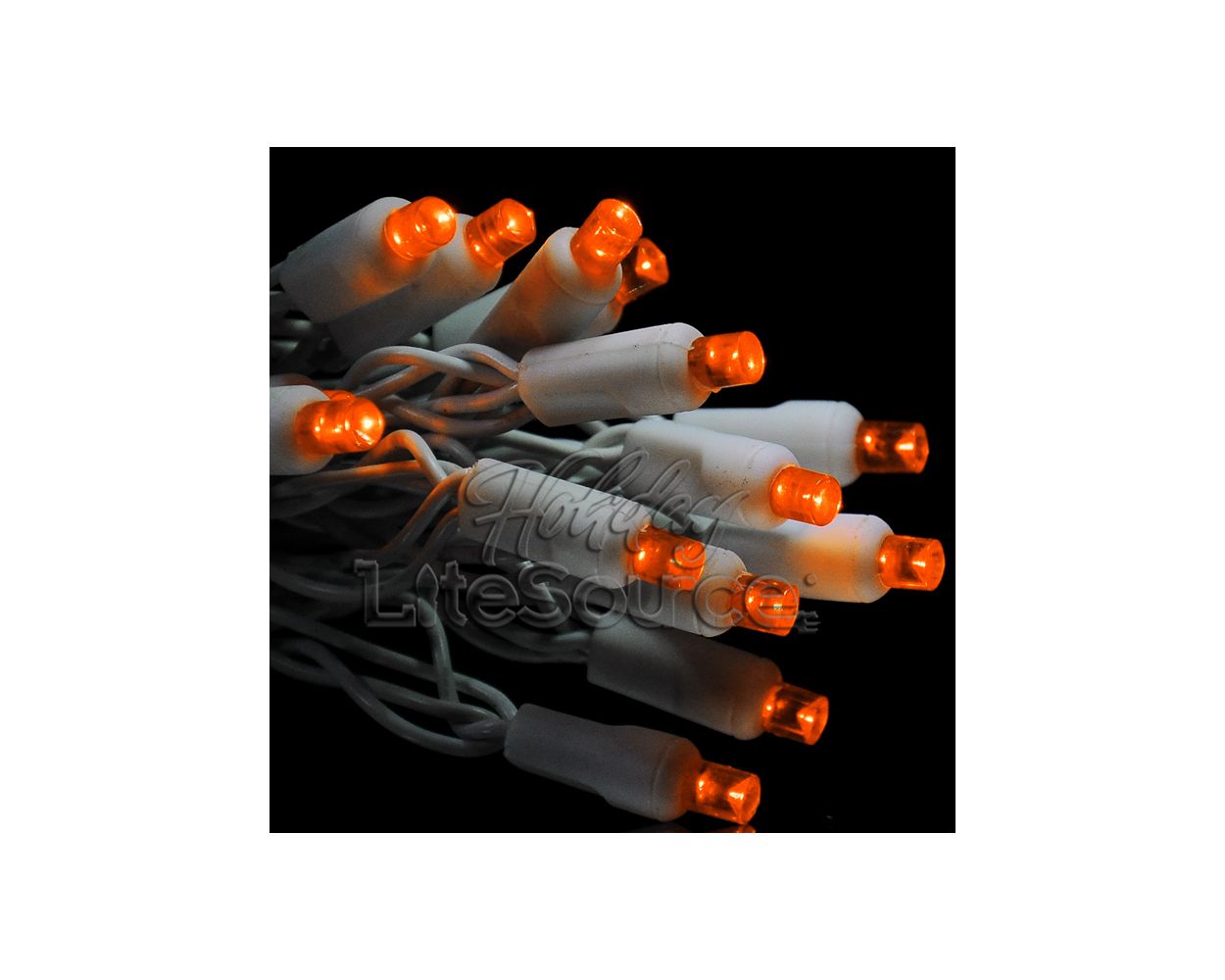 Orange Conical LED Craft Lights on White Wire - 20 Lights, Approx. 5' Long