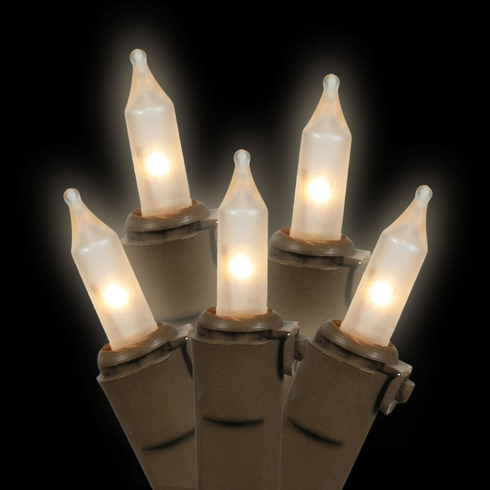 Vickerman 100 Clear-Frosted White Mini-Lights on Brown Wire, 33' Christmas Light Strand- 2 Pack