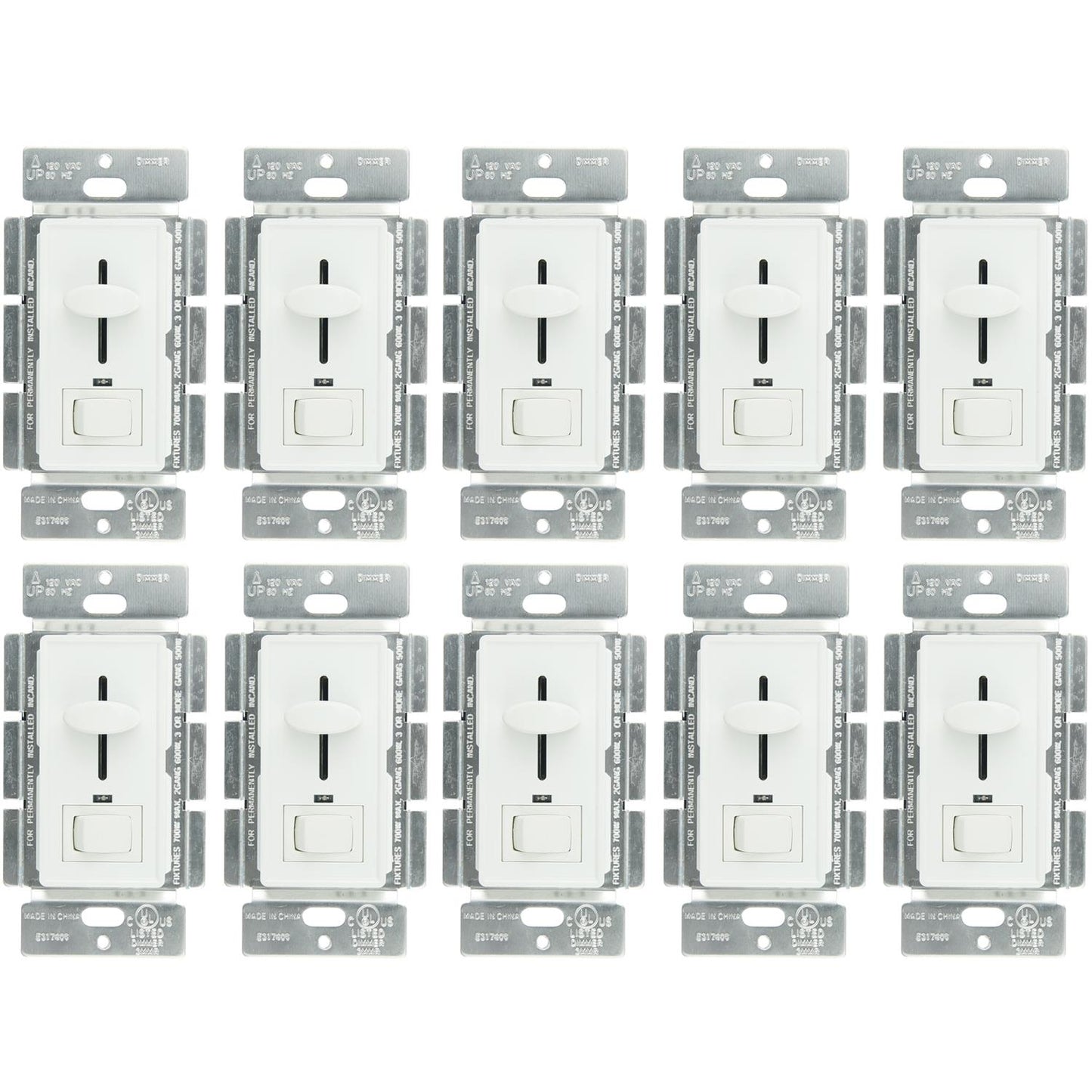 Sunlite E1030/W Slide Dimmer with LED/On/Off Switch, White