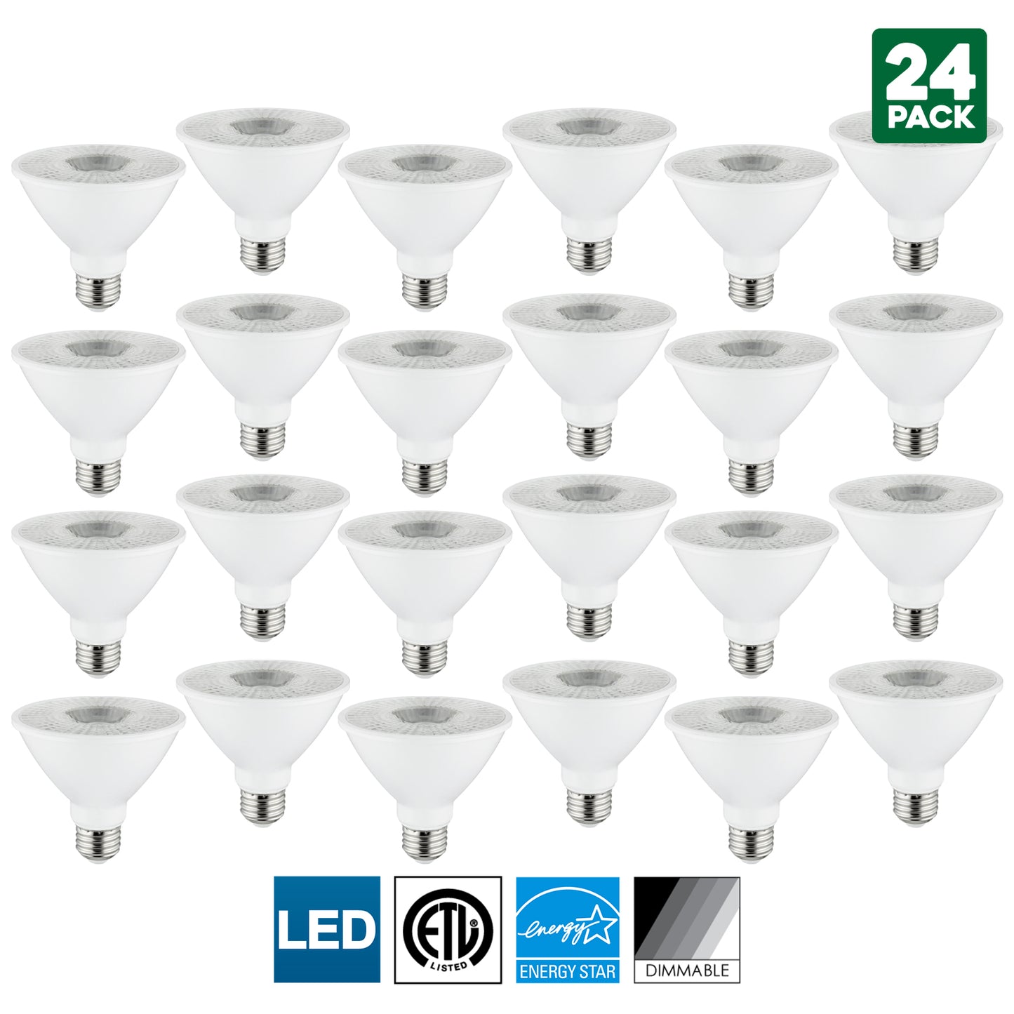 Sunlite 80948-SU LED Par30 Short Neck Light Bulb, Energy Star, Dimmable, 50K - Super White