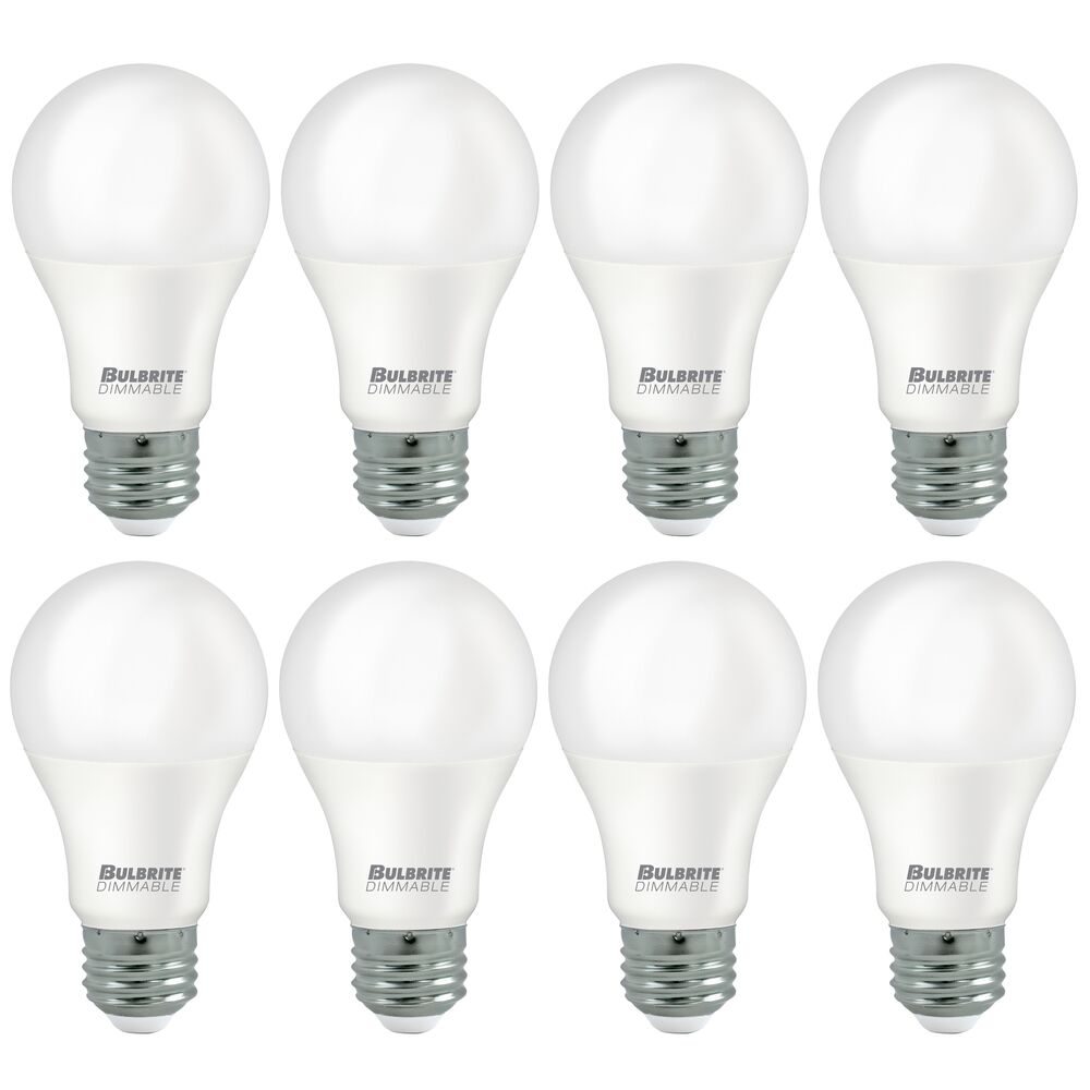 Bulbrite Pack of (8) 9 Watt Frost A19 LED Light Bulbs with Medium (E26) Base, 5000K Soft Daylight Light, 750 Lumens (774246)