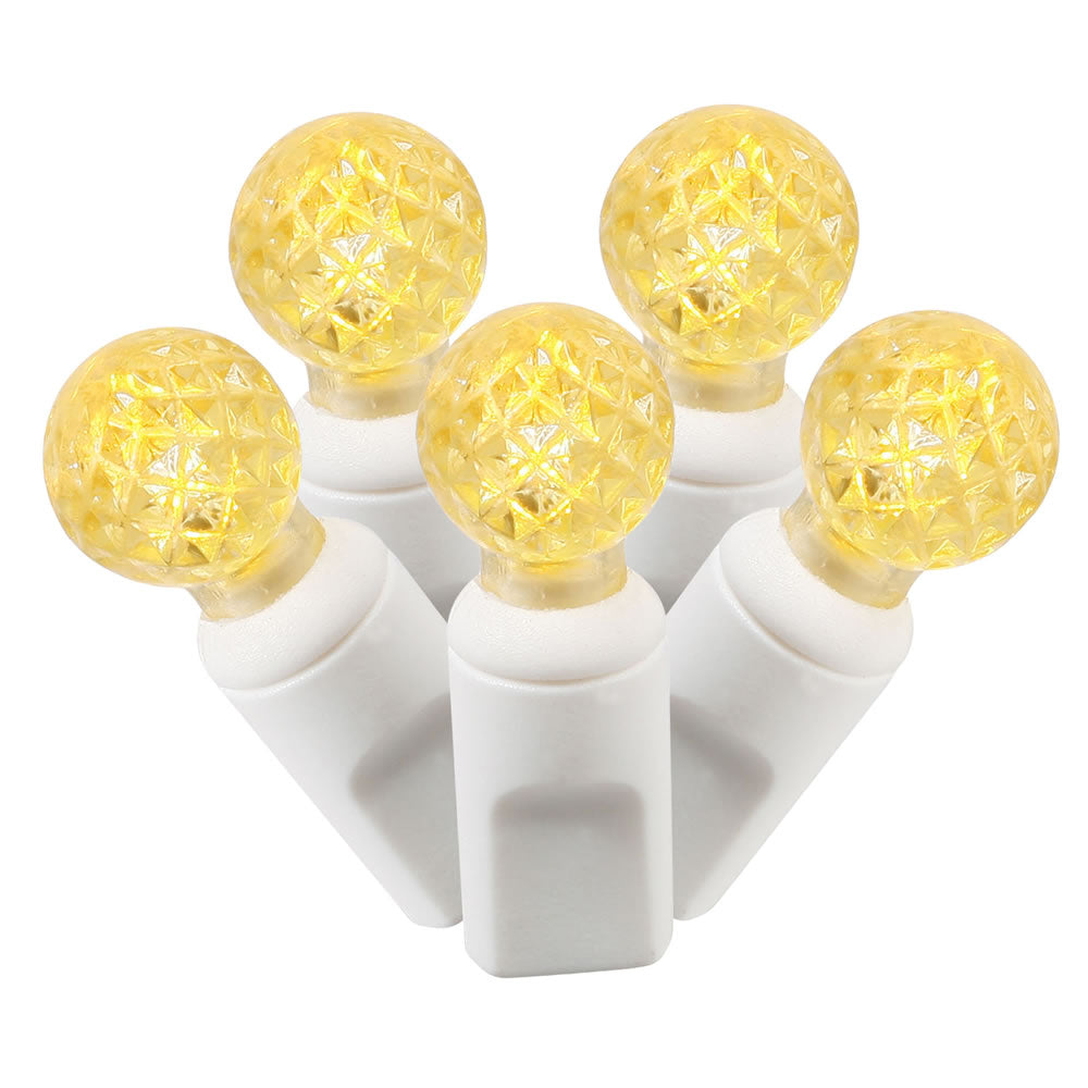 Vickerman 50 Yellow G12 LED Light on White Wire, 25' Christmas Single Mold Light Strand- 2 Pack