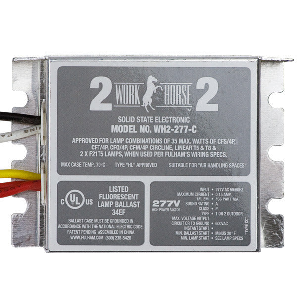 Fulham Workhorse 2 WH2-277-C (2) Lamp - 277 Volt - Instant Start - 0.87 Ballast Factor