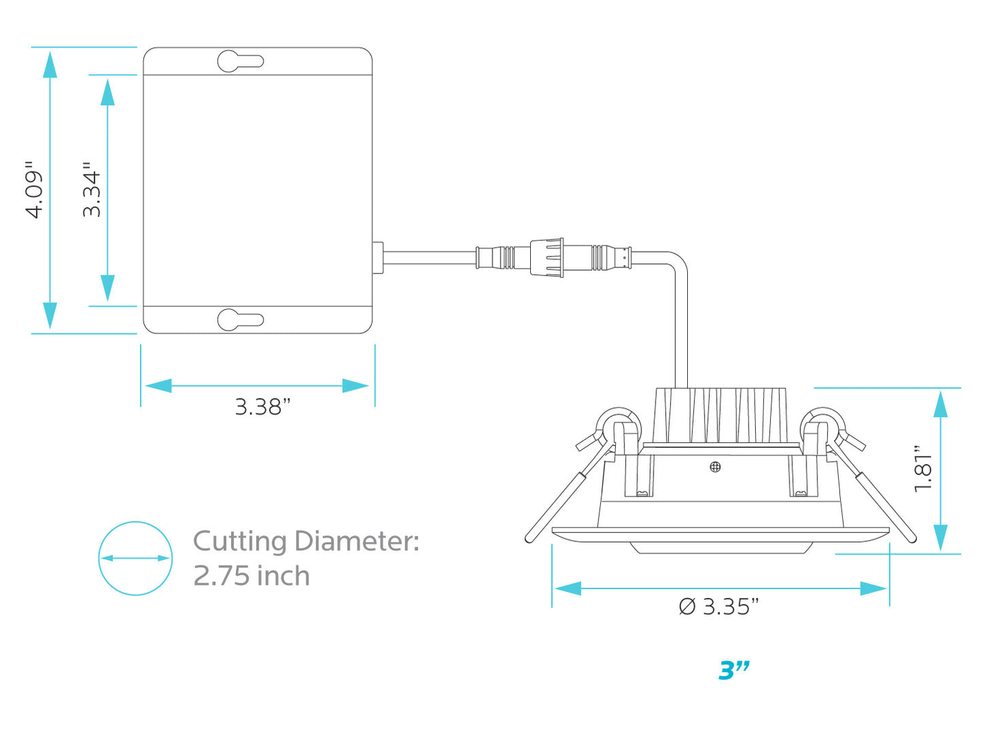 Luxrite Cct Change LED8W/DL3/GB/3CCT/FL 3000K,4000K,5000K Cct Select