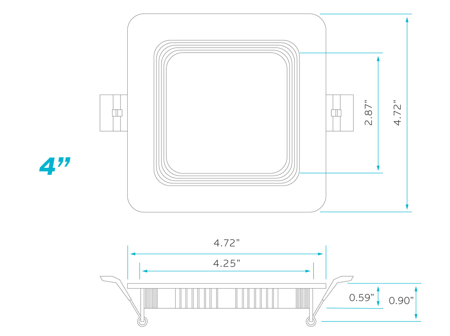 Luxrite Cct Change LED/MINI4/PANEL/3CCT/SQ/B 3000K/4000K/5000K Cct Select