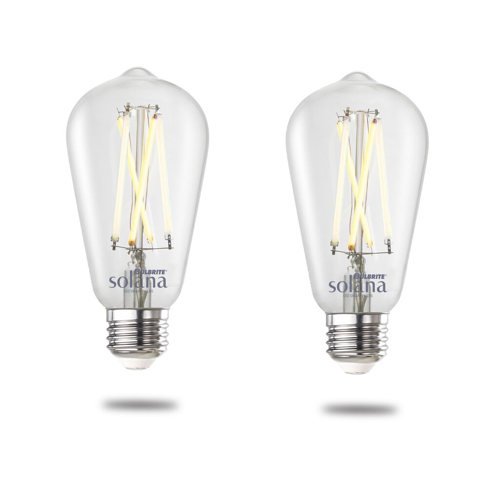 Bulbrite Solana Edison WiFi LED Smart Bulb, 60 Watt Equivalent, ST18 90 CRI Clear Filament Dimmable Light Bulb, Compatible with Alexa and Google Home, 2 Pack