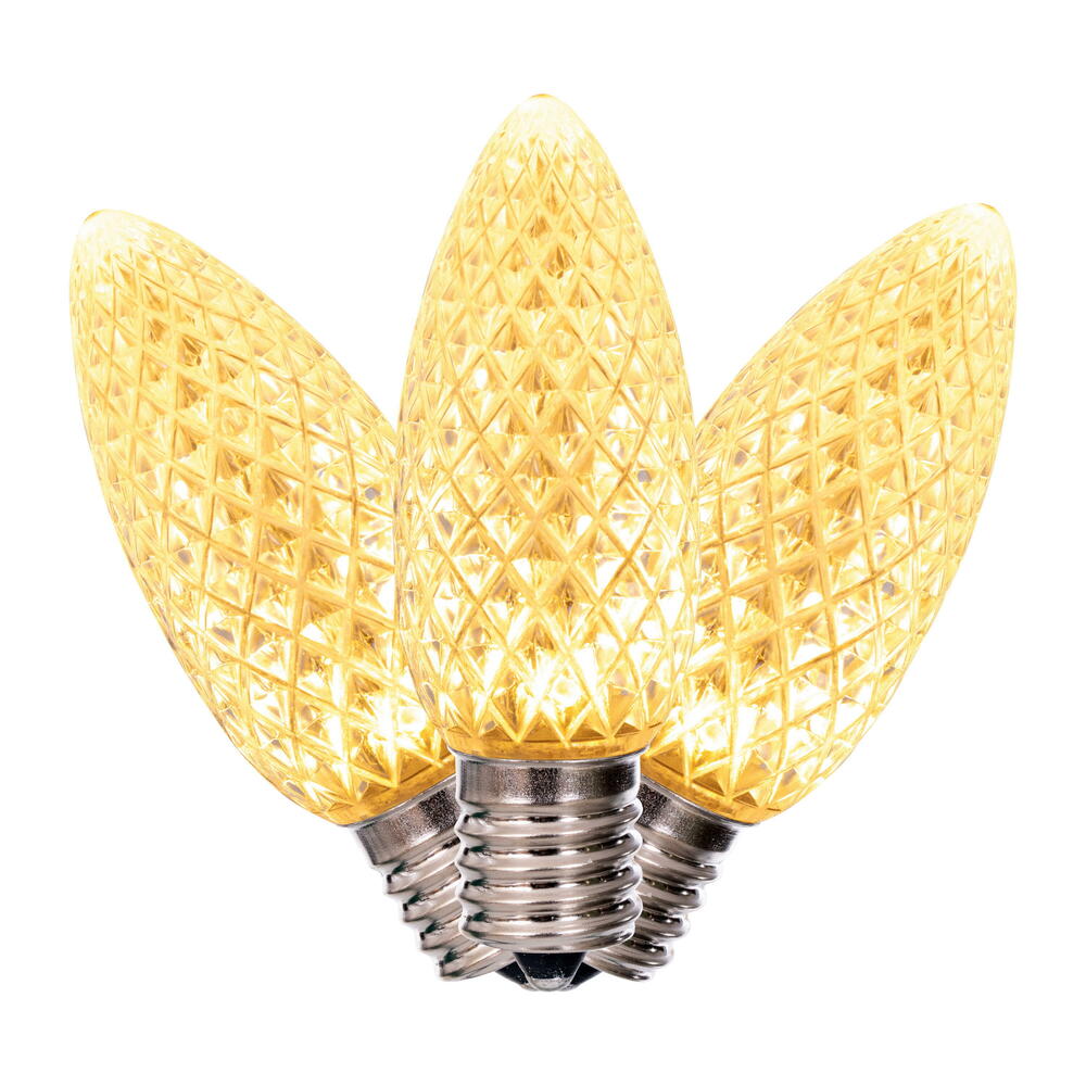 Vickerman C9 LED Warm White Faceted Replacement Bulb, - 50 Pack