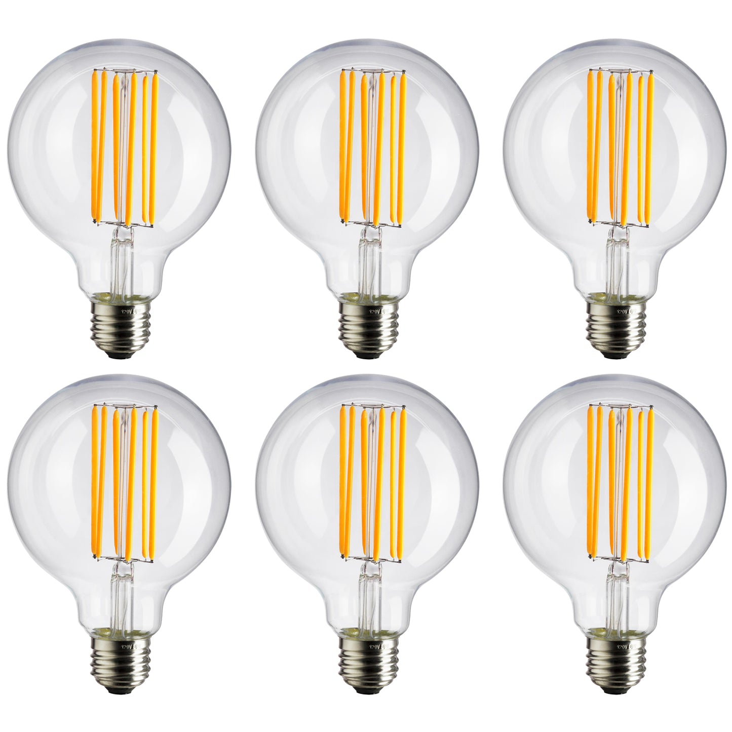 Sunlite 80465 LED G25 (G80) Edison Globe Light Bulb, 6 Watts (40W Equivalent), Standard E26 Base, 480 Lumens, Dimmable, UL Certified, 90 CRI, Decorative Clear Glass, Vintage Filament lightbulbs, Indoor/Outdoor 1 Pack, 2200K - Amber