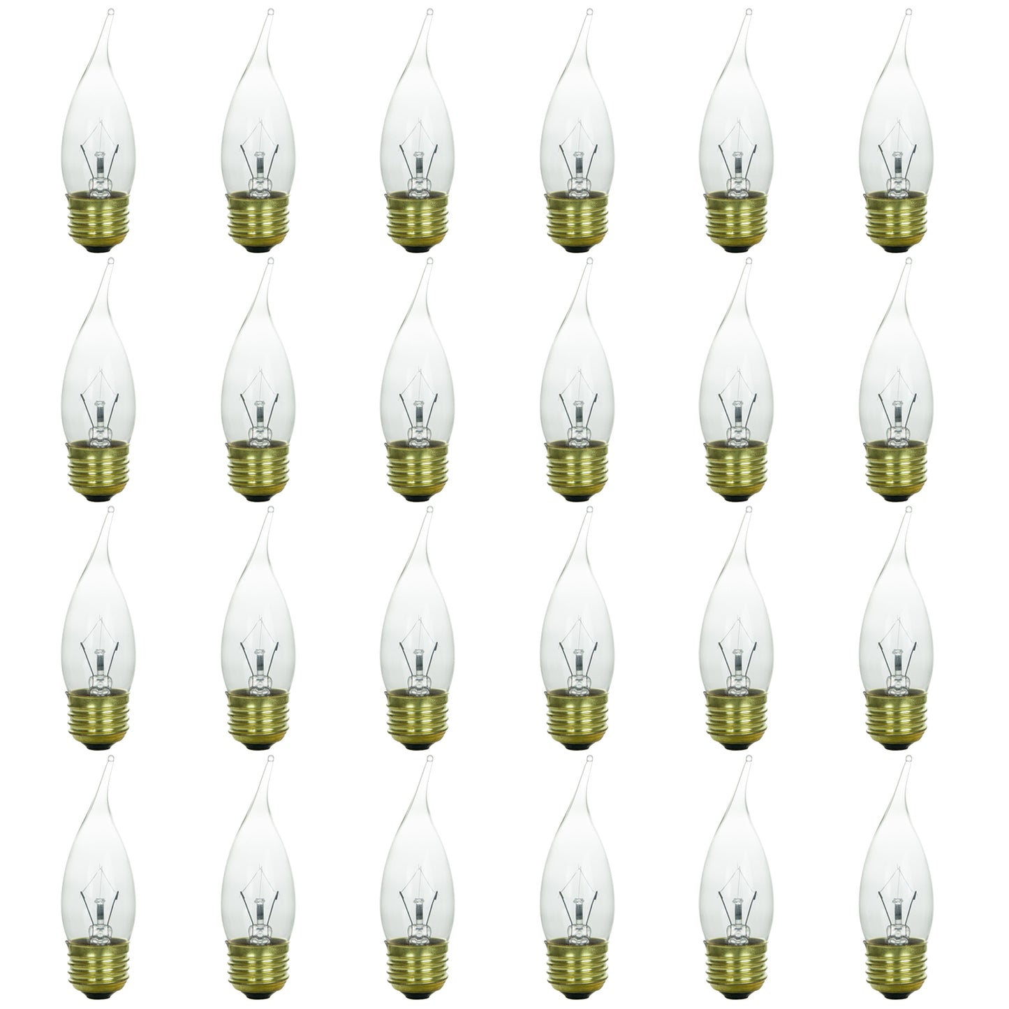 Sunlite 25 Watt Flame Tip Chandelier, Medium Base, Clear