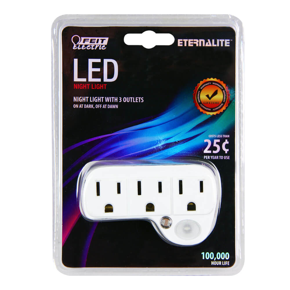 LED Night Light and 3 Outlets