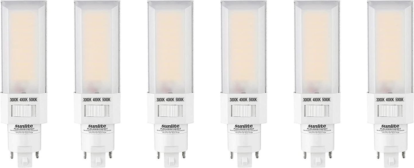 Sunlite 88804 LED CCT PLD Recessed Plug & Play Light Bulb, 11 Watt 18W Fluorescent Replacement 1025 Lumens, G24q 4 Pin Base Horizontal, Electronic Ballast Compatible 3000K-5000K Tunable Switch Pack of 6