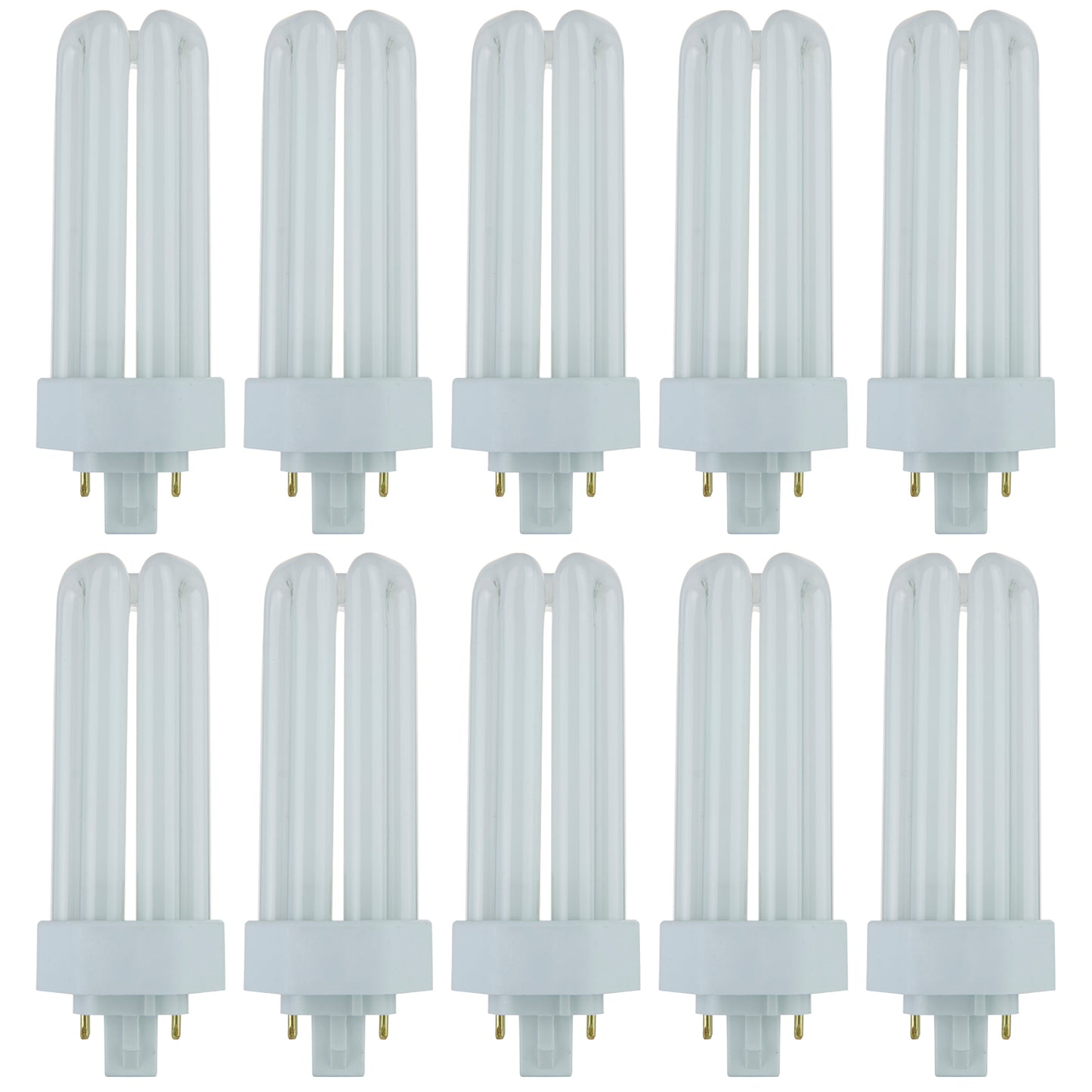 Sunlite PLT26/E/SP30K/10PK 3000K Warm White Fluorescent 26W PLD Triple U-Shaped Twin Tube CFL Bulbs with 4-Pin GX24Q-3 Base (10 Pack)