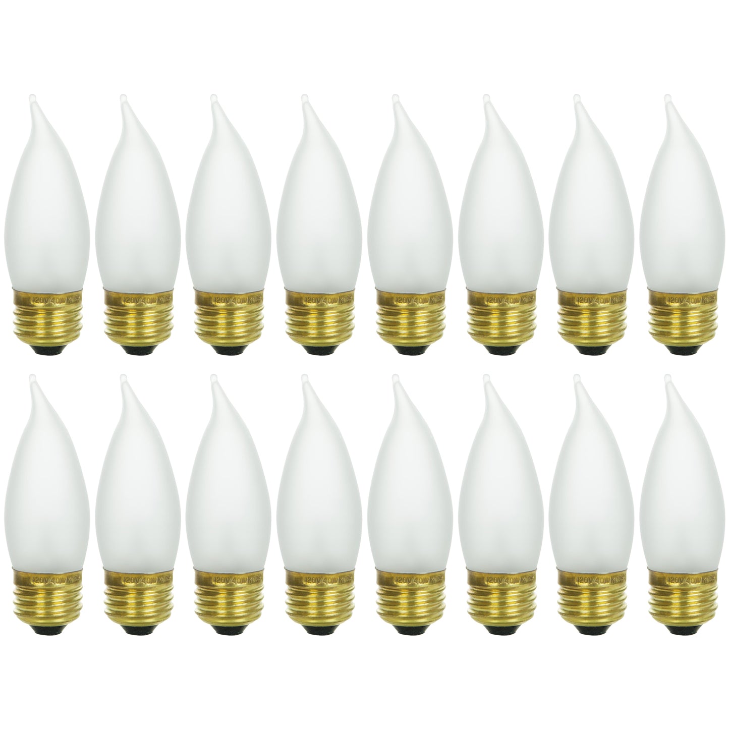 Sunlite 25 Watt Flame Tip Chandelier, Medium Base, Frost