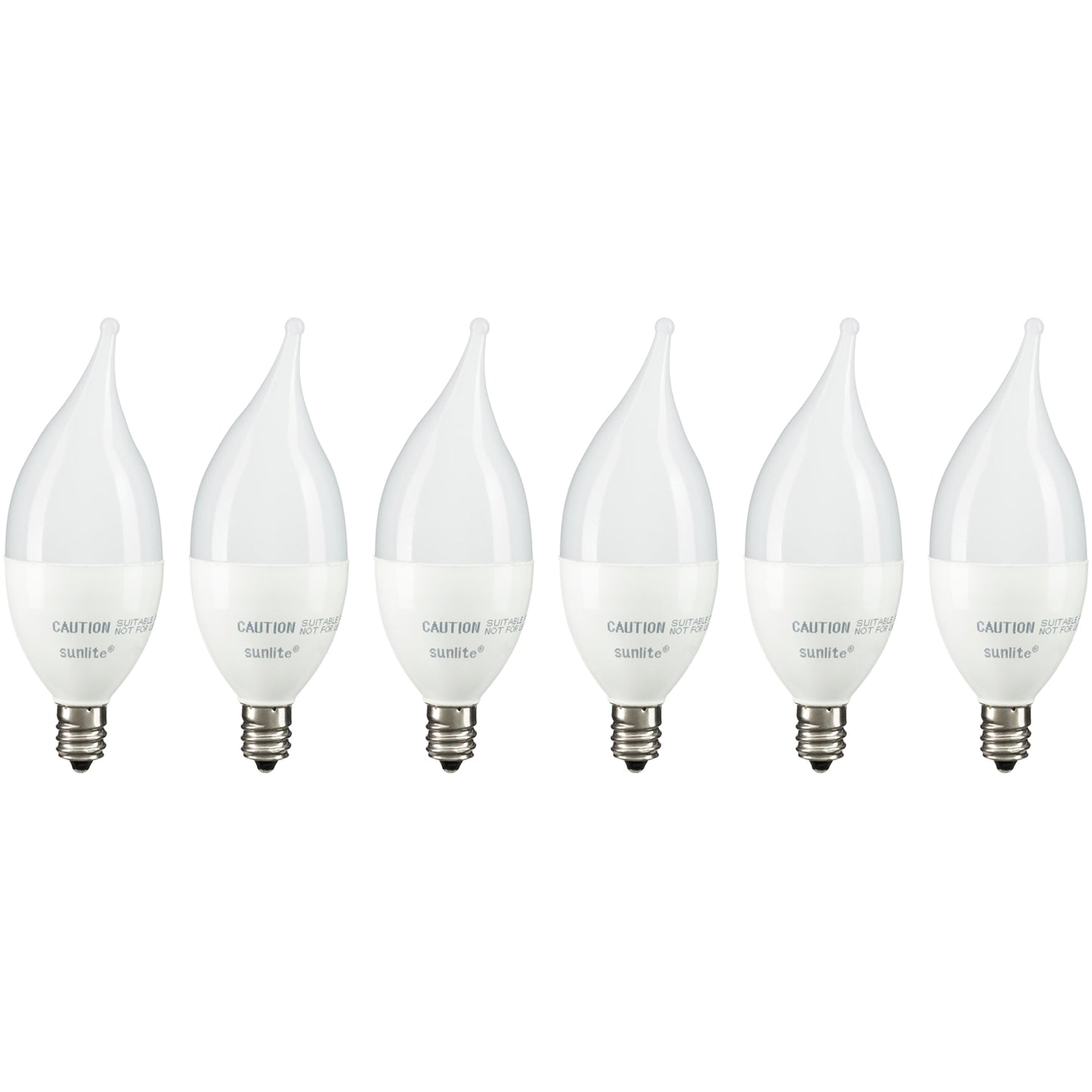 Sunlite CFF/LED/7W/E12/FR/DIM/ES/27K LED 7W (60W Replacement) Flame Tip Frosted Chandelier Light Bulbs, Candelabra Screw (E12) Base, 2700K Warm White