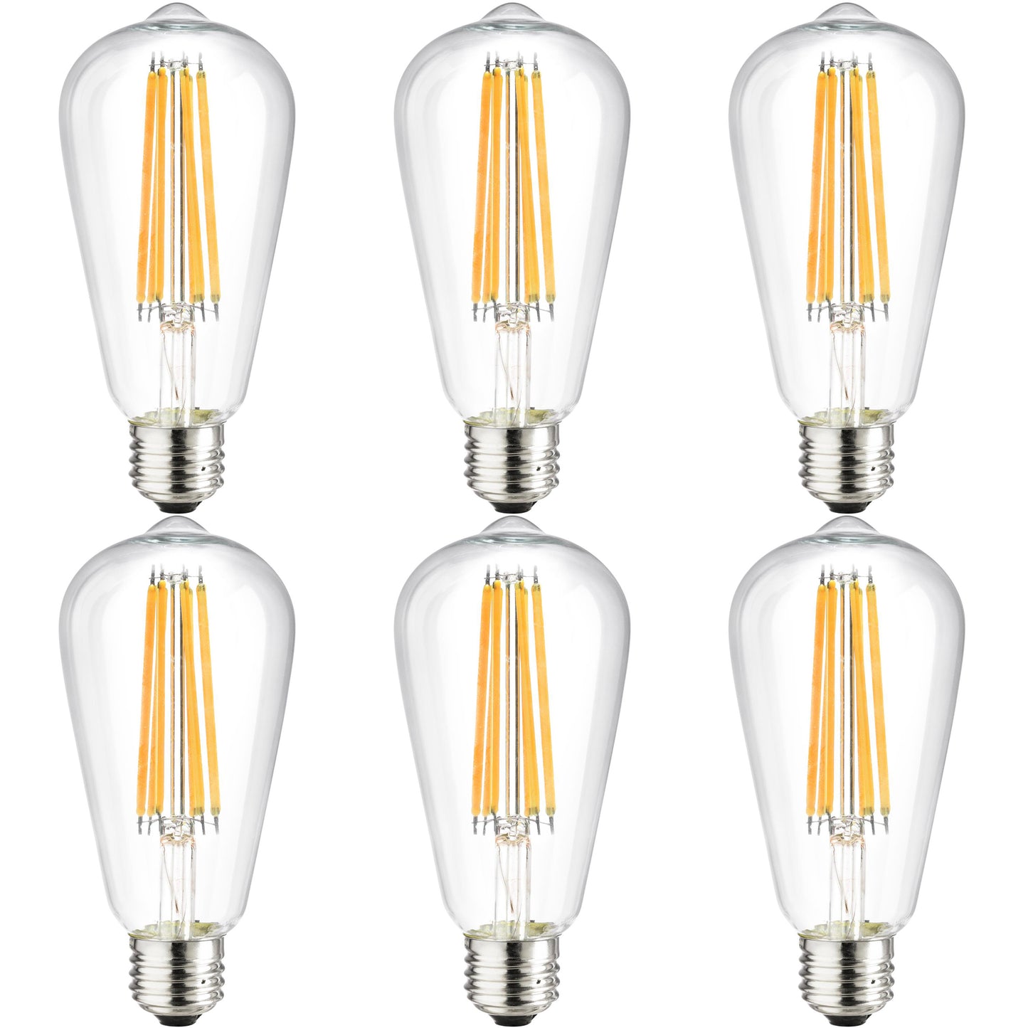 Sunlite S19/LED/AQ/6W/DIM/CL/27K/LONG LED 6W (60W Equivalent) Clear Filament Styled S19 Decorative Tear Drop Light Bulbs, Dimmable 2700K Warm White Light, Medium (E26) Base