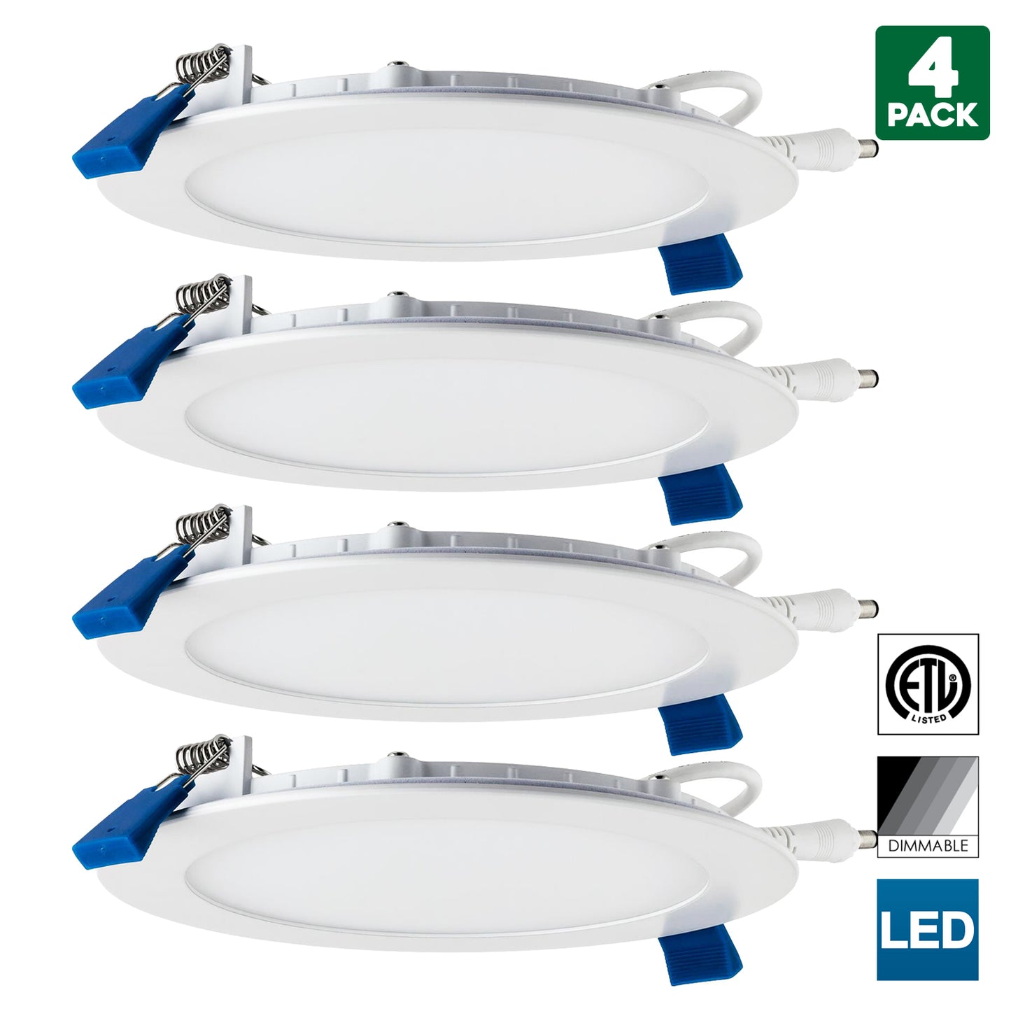 Sunlite 6-Inch Round 12W Recessed Ultra Slim Dimmable LED Downlight, 850 Lumens (75W Equal), 3000K Warm White, ETL & Energy Star, Kitchens & Living Rooms, Commercial & Residential, White