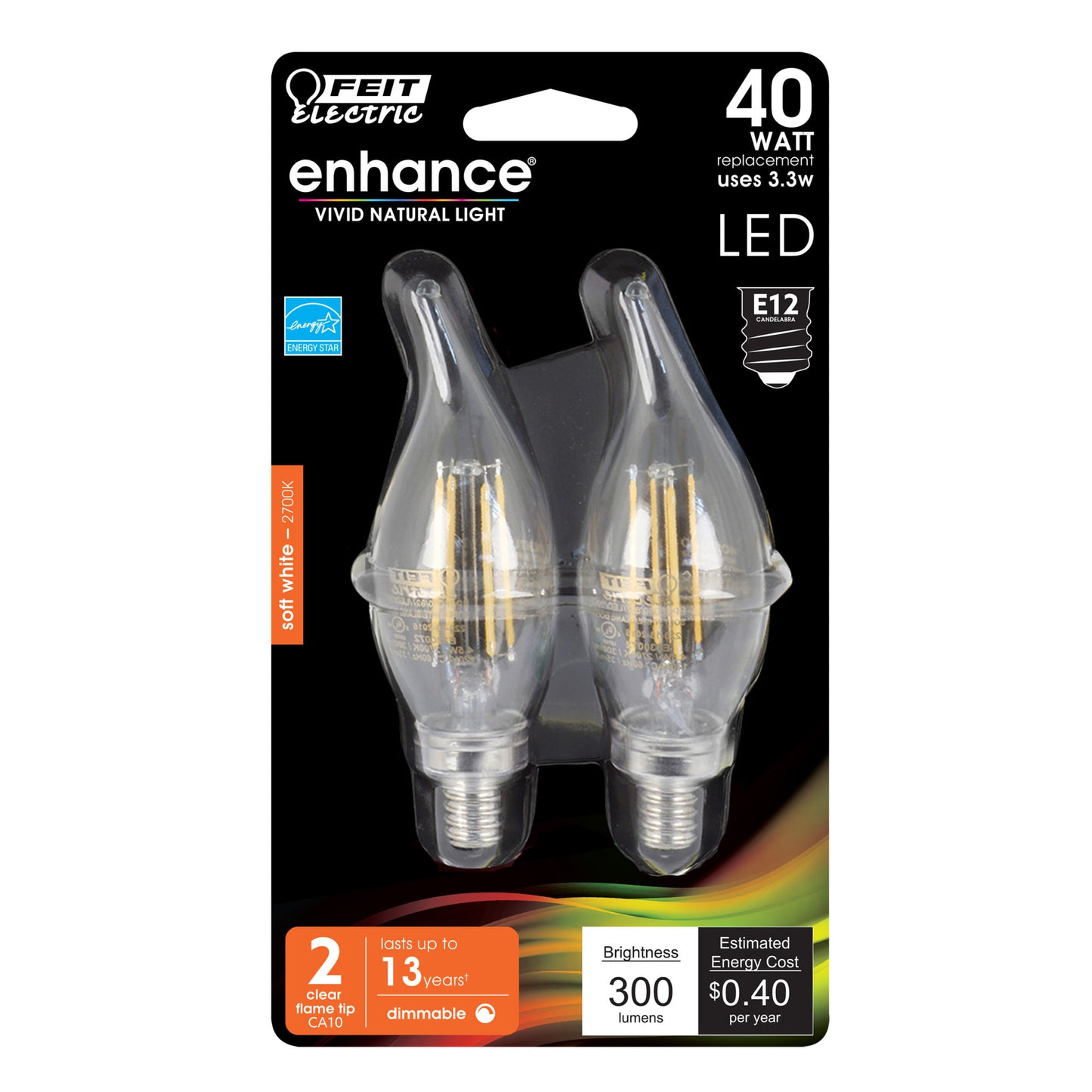 300 Lumen 2700K Dimmable Flame Tip LED