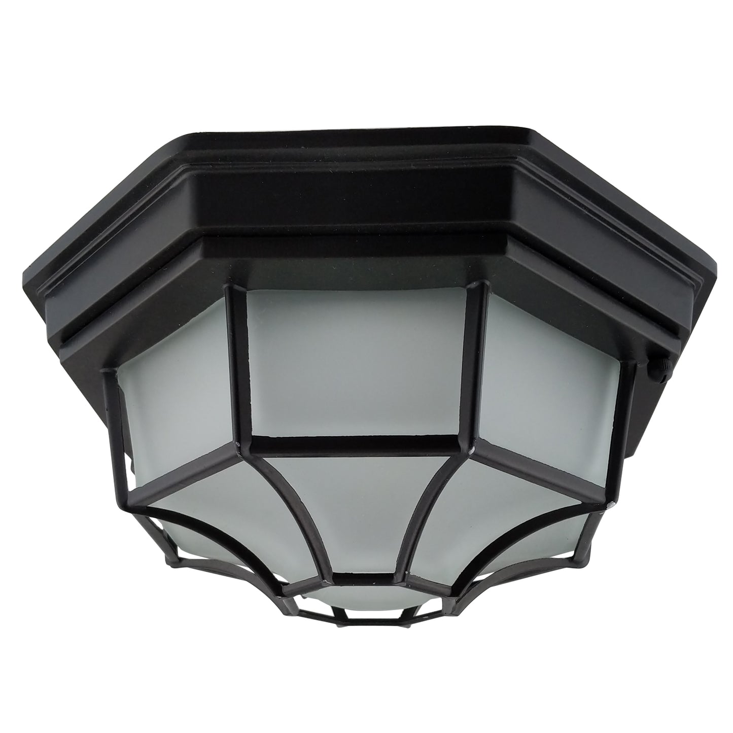 Sunlite 87787 12' LED Outdoor Ceiling Light, Octagon Flush Mount Fixture, Adjustable 3 CCT 3000K-5000K, 17 Watts, 800 Lumens, Dimmable, Matte Black Frame, Frosted Glass, For Porch, Garages & Entryways