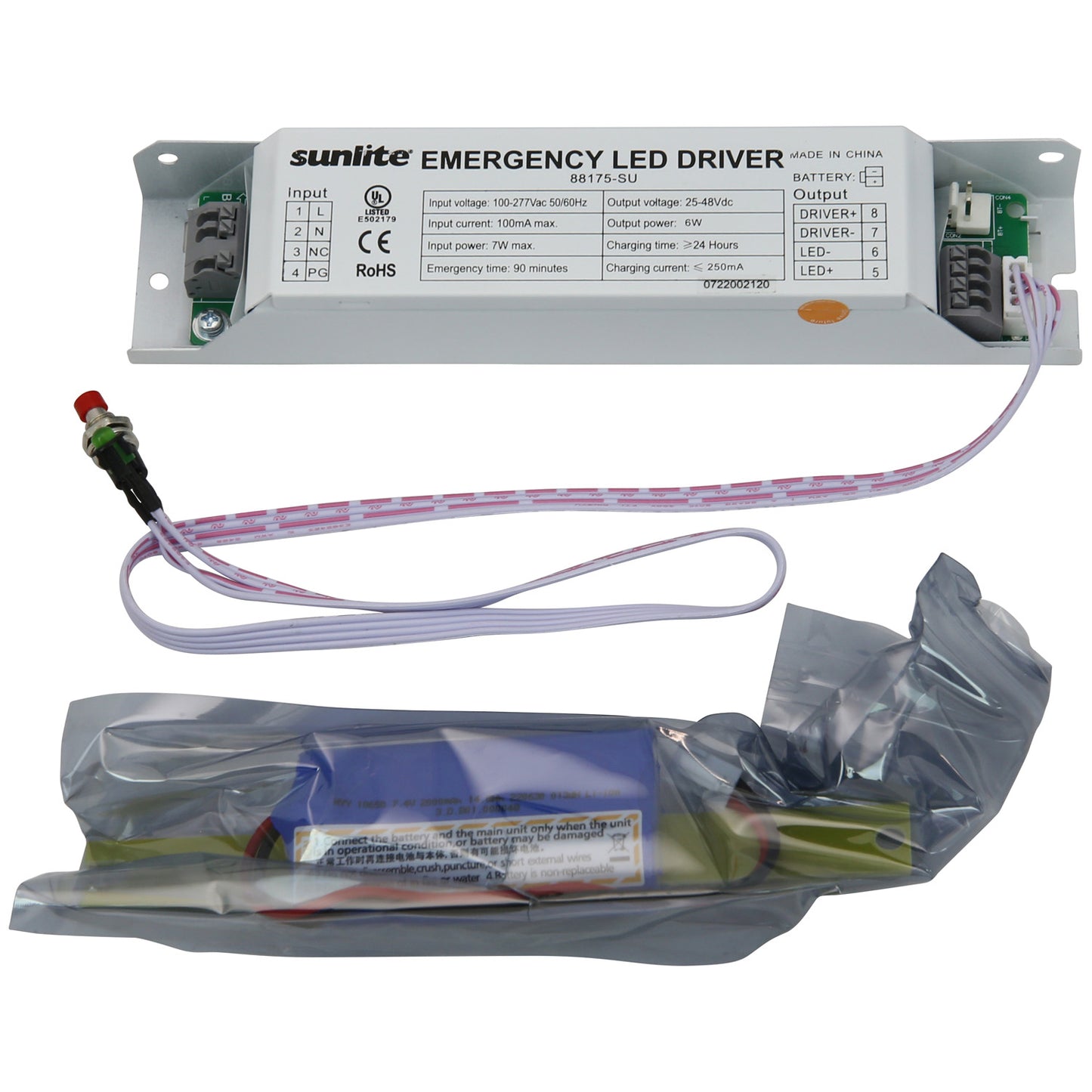 Sunlite 88175 Emergency Battery 6W 120-240mA 25-48VDC FOR BB213 & STRIP