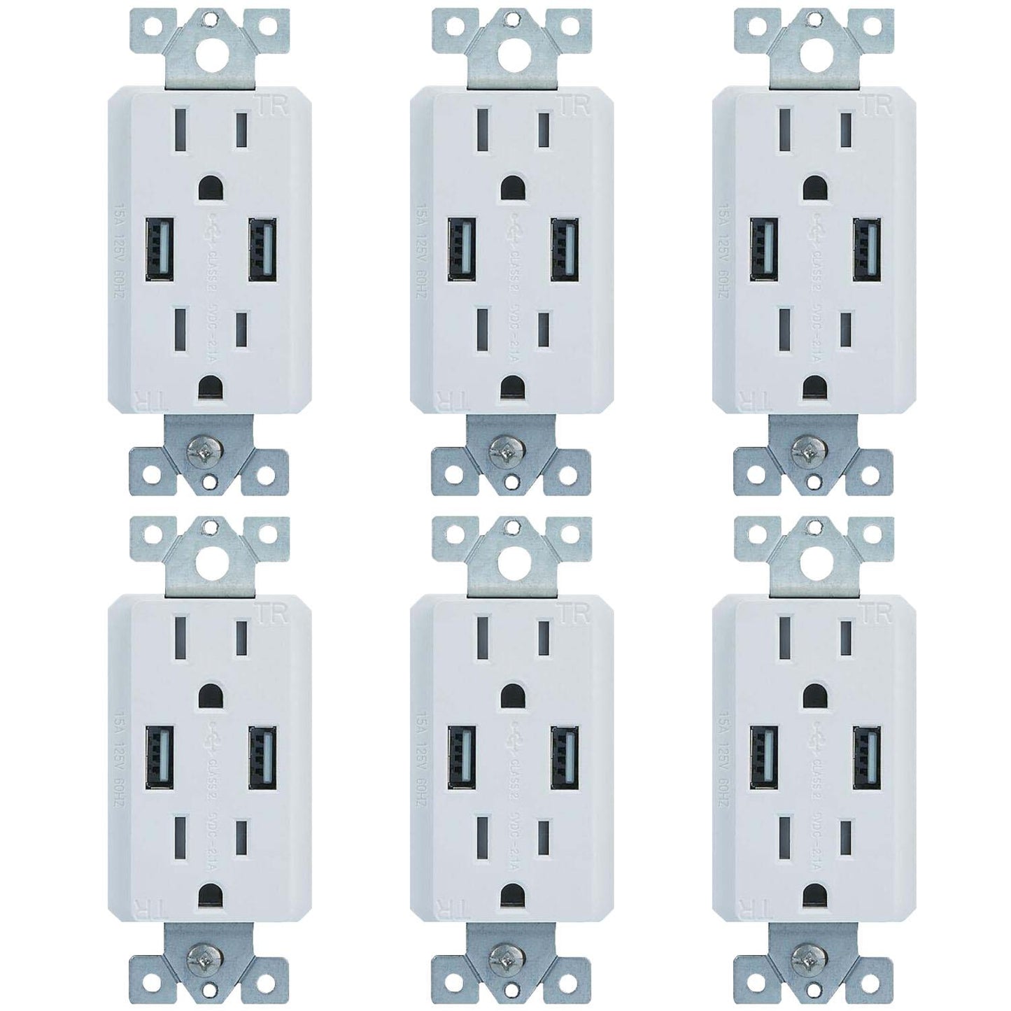 Sunlite E552 Dual USB Charger with 15A Duplex Tamper Resistant Recteptacle