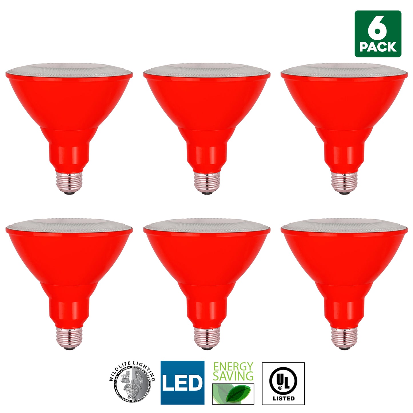 Sunlite LED PAR38 Red Floodlight Bulb, 8W (25W Equivalent), Medium (E26) Base, Indoor, Outdoor, Wet Location, Turtle Safe and Wildlife Friendly, 25,000 Hour Lifespan, UL Listed