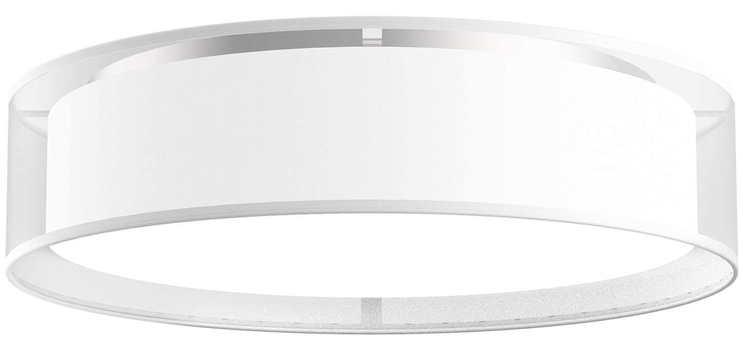 DALTON LED 20" FLUSH MOUNT 32W 3000K 90CRI DIM 2380L WHITE, ORGANZA