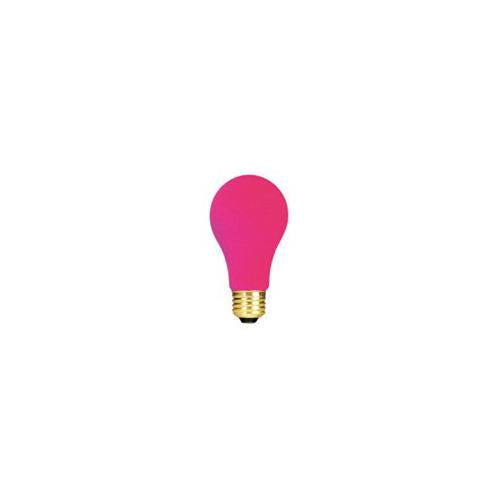 Bulbrite 25A/CP 25 Watt Incandescent A19 Party Bulb, Medium Base, Ceramic Pink